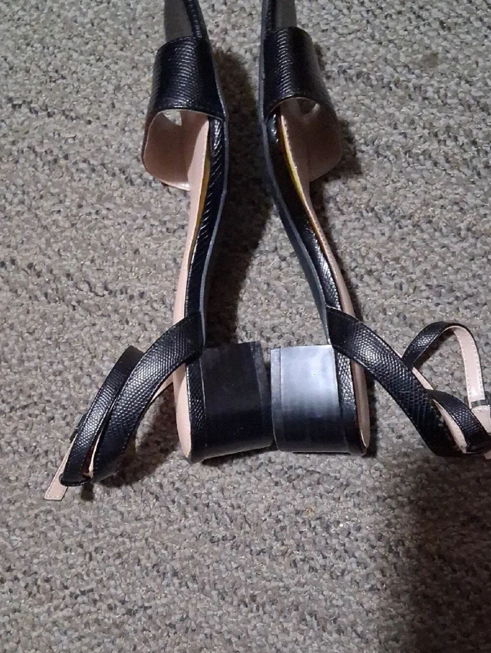 Kelly & Katie Black Square-Toe Ankle-Strap Heels